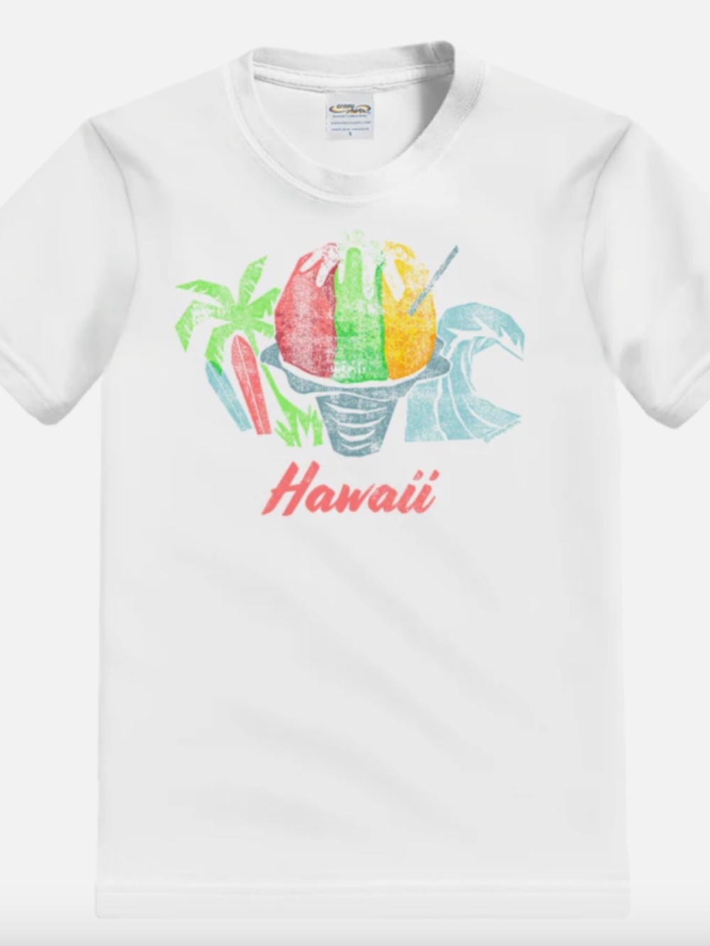 Crazy Shirts Hawaii Shirt GIRL BOY KID LARGE SHAVE ICE White rainbow vtg NEW